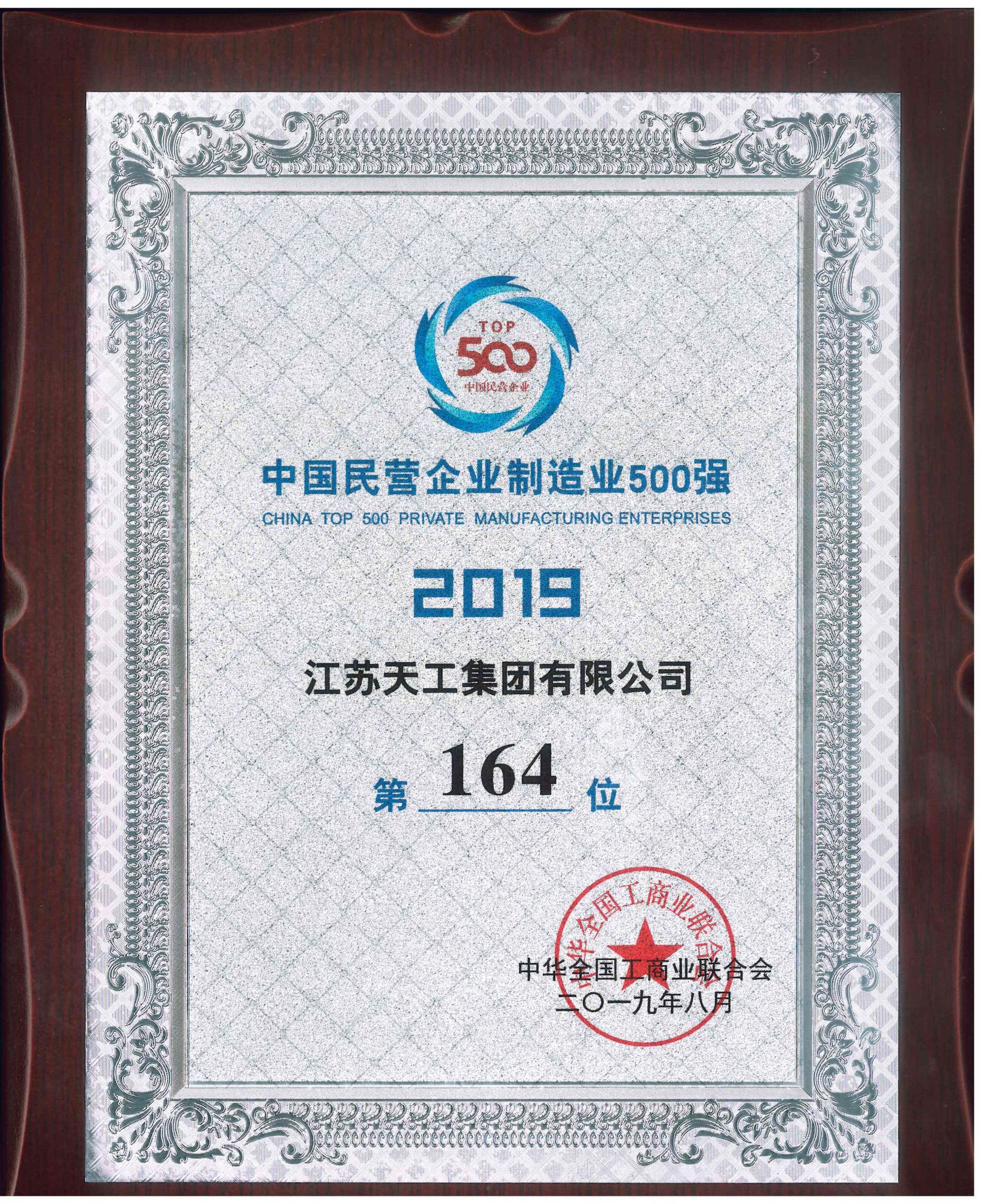 2019年中国民营制造业500强